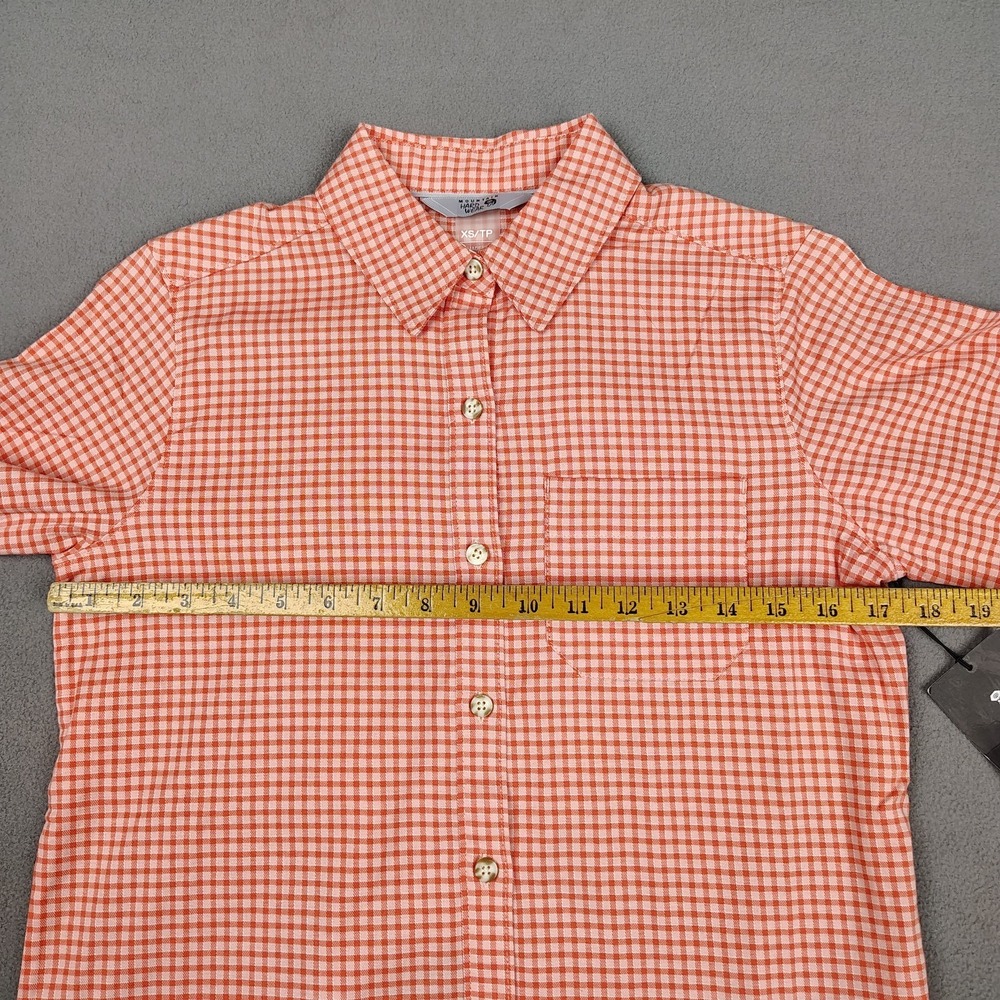 New Mountain Hardware Hiking Long Sleeve Shirt Women XS Coral Gingham Check $85 - Picture 4 of 11